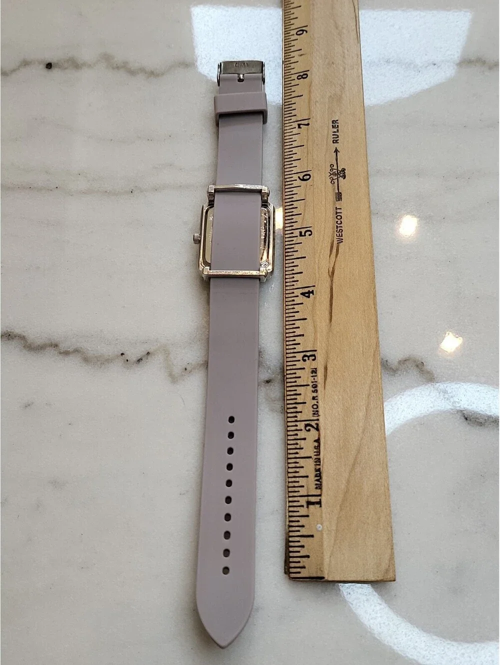 Bay Studio Watch Women 35mm SilverTone Gray Silicone Band 8.5